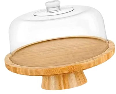 FLCPJGV Wood Cake Stand with Lid Acrylic Cake Dome Cover for Fruit Platter Cheese