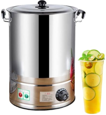 30L/40L Commercial Catering Urn, Hot Water Boiler Dispenser, Soup Kettle Buffet Warming Pot, 30-110°C Temperature Control Knob, Electric Boiling Water Bucket,No faucet,30L