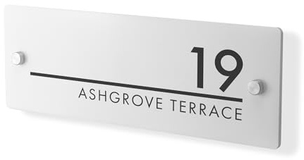 Personalised House Number Plaque 297mm x 100mm Matt White House Sign Door Number Plate with Hidden Fixings Waterproof & Scratch-Resistant Printed Address Signage