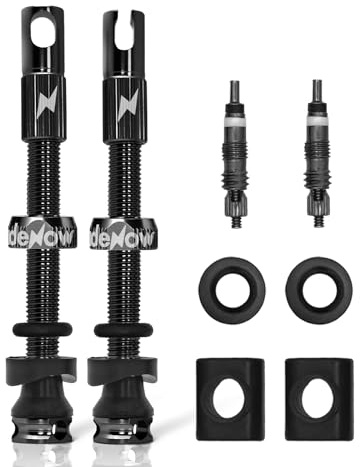 RideNow 45mm Presta Tubeless Ventile 2 Stück Schwarz, Superleichtes Alu | Hochwertig, Anti-Leck, Rostfrei, für Schlauchlos-Reifen Rennrad MTB Gravel, mit Ventileinsatz-Entfernerwerkzeug