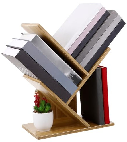 OUNONA Baum-bücherregal Aus Dichter Platte Mit Holz Bücherregal Für Schreibtisch Open Design Für Bücher Dekorationen Und Zeitschriften Sparsam Platz Einnehmend Leicht Zu Montieren