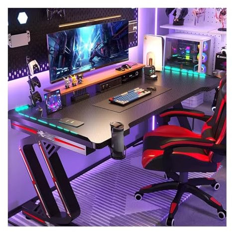 Escritorio para ordenador Mesa de escritorio for PC de fibra de carbono original, escritorio for el hogar, dormitorio, mesa de juego en vivo, juego de mesa y silla for juegos Escritorio gaming(80x60x7