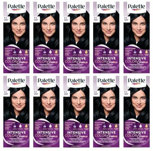 Confezione da 10 palette di colori intensi, 1 – 1 (C1), colore nero zaffiro – scatola completa – con istruzioni in lingua inglese (lingua italiana non garantita)