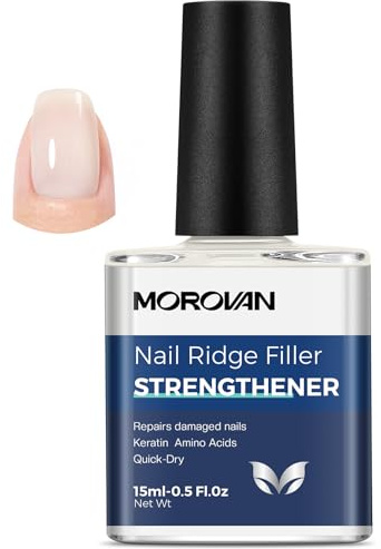 Morovan Nail Strengthener: Nail Care Ridge Filling Strengthener Nail Hardener Nail Varnish Nail Strengthener for Damaged Nails Smoothing Base Coat 15ml (White)