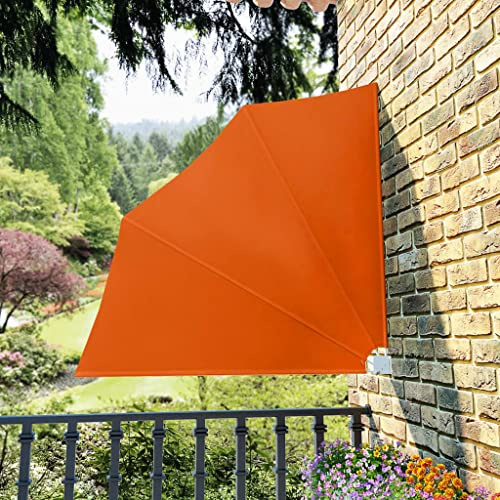 HaoChrymec Faltbarer Balkonfächer mit Polyesterstoff, Stahlrahmen, UV- und Witterungsbeständig, Balkonfächer Sichtschutz, Balkonfächer Klappbar, Balkon Windschutz, Terracotta-Rot, 140 x 140 cm
