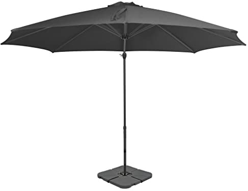 Parasol de Jardin Extérieur avec Pied, 3m Diamètre, Toile Résistante aux UV, Structure en Aluminium Léger, Parasol Balcon et Terrasse, Rotation 360°, Anthracite, 2.4m Hauteur