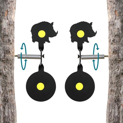 2tlg. Selbstrücksetzende Ziele Metallziel Zielscheibe Spinner-Ziel Bogenschießen Schießscheiben und Pfeilscheiben automatisch Zurücksetzen (Wildschwein, 2)