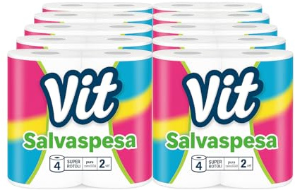 ISALP SHOP - Vit Salvaspesa | Carta igienica 40 rotoli x 165 strappi, 2 veli elevato spessore |Adatta per soddisfare tutte le esigenze quotidiane della famiglia | Carta 100% certificata FSC®