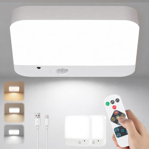 URAQT 2Pcs Plafon LED Techo, 25W Plafon Superficie LED Cuadrado, Lámpara de Techo con 3 Colores y 10 Niveles de Brillo con Mando a Distancia para Cocina Pasillo Sala