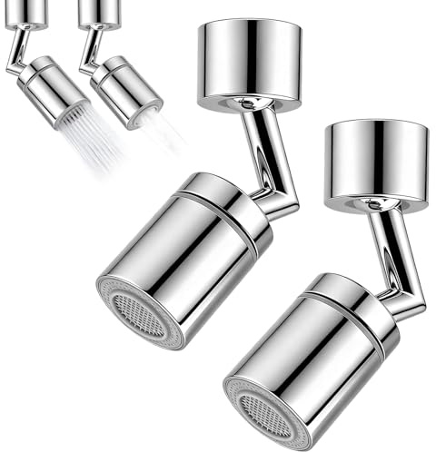 ATTEEFI 2 Pezzi Rompigetto Rubinetto Cucina, Girevole a 720° Prolunga Rubinetto Cucina con 2 Modalità di Getto D'acqua, Argento Terminale per Rubinetti con Doppia Funzione, per Cucine e Bagno