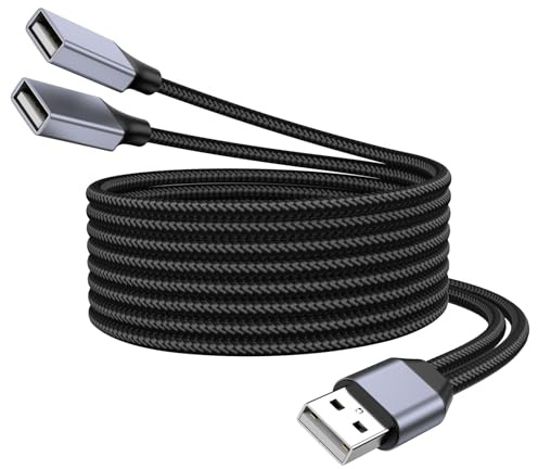 KAYQINHO USB Y Splitter, 3.3FT USB Splitter 1 in 2 Out, A Male to 2 Female Extension Cable Support Charging and Data Transfer for Mac, Xbox, Laptop, Tablet, Smartphone Data Transmission.
