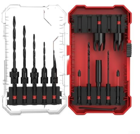 Juego de brocas avellanadas, herramientas de carpintería de acero de alta velocidad de 15 piezas con caja de almacenamiento para taladros manuales, bancos y eléctricos