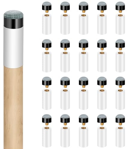 Josojoou 20 Stück Billard Queue Spitzen Mit Weißen Queue Zwingen Billard Zubehör Ersatz Schraub Tipps Pool Stick Spitzen Pools Queue Spitze Ferrulen Zum Anschrauben Für Snooker