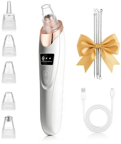 Aspiratore Punti Neri Professionale,Pulitore per Pori con 3 Livelli di Aspirazione e 4 Testine,Elettrico Comedone per Pulizia Viso e Rimozione Pori,Blackhead Remover Vacuum, per Tutti i Tipi di Pelle