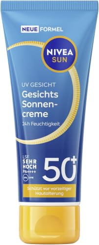 NIVEA SUN UV Gesicht Gesichts-Sonnencreme mit LSF 50+, sofortiger & wirksamer Sonnenschutz für das Gesicht, Sonnencreme mit 24h Feuchtigkeitspflege (40 ml)