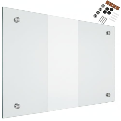 Mucola Küchenrückwand Glas Spritzschutz 6 mm ESG Sicherheitsglas 70x55 cm | Mit Nano-Versiegelung, transparent und gehärtet, schlagfest, temperaturbeständig, pflegeleicht, inkl. Wandhalterung