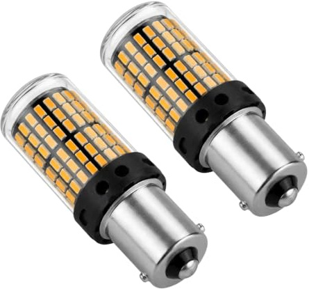 2Pcs PY21W BAU15S 1156 Amber Yellow LED Indicator Bulb with Canbus Error Free, Front and Rear Turn Signal Py21w Indicator Bulbs 12V 24V PCB Board Car Bulb Direct Replacement for Most Vehicles