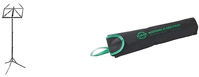 K&M 101 Notenpult Schwarz – Ausziehbarer Notenständer 65-122 cm - klappbare Notenablage & K&M 10111 Tragetasche Schwarz - reißfestes und wasserabweisendes Nylongewebe - für das Notenpulte 101