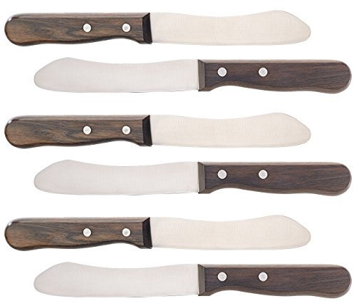 Rosenstein & Söhne Buckelsmesser: 6er-Set Frühstücksmesser mit 11,5-cm-Klinge, Griff aus Blackwood-Holz (Buttermesser, Buckelmesser)