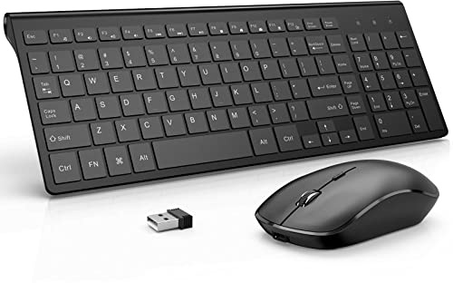 Combo Teclado y Ratón Inalámbrico Recargable 2.4G Ergonómico y Delgado para Windows, PC, Portátil,Tablet J JOYACCESS