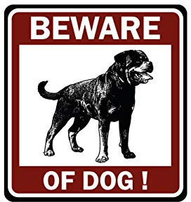 Oedim Señaletica para Pared Cuidado con el Perro Blanco | 25,00 cm x 25,00 cm | Decoración Pared | Aluminio 3 mm Resistente