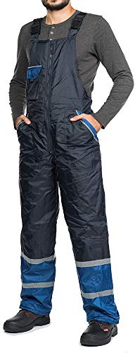 MAZALAT work wear Winter Arbeitslatzhosen männer, Gefüttert, Winddicht & Wasserdicht mit Reflektionsstreifen, Thermohose, Arbeitshose, Latzhose, L