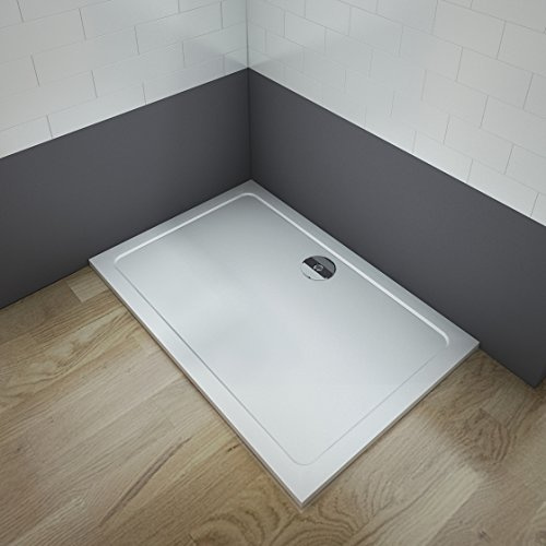 Plato de ducha 30mm cuadrado/rectangular piedra artificial revestimiento acrílico para mamaparas de baño (120x80x3cm)