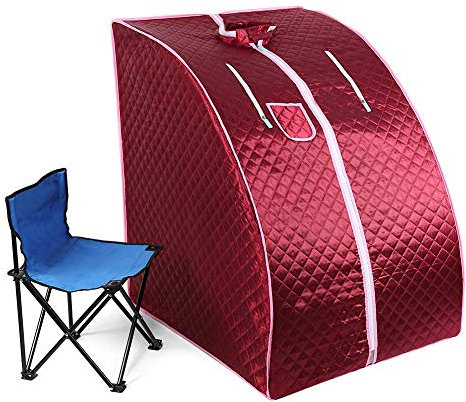 YIFAA Sauna a Vapore Portatile Bagno di Vapore Spa Sedia da casa/Corpo Sauna con Telecomando (Rosso)