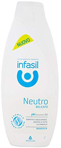 Infasil, Bagnodoccia Neutro Delicato, Formula a pH Fisiologico, Clinicamente Testato e Delicato sulla Pelle, Sensazione Piacevole Dopo la Doccia, Adatto a Tutta la Famiglia, 1 Confezione da 500 ml