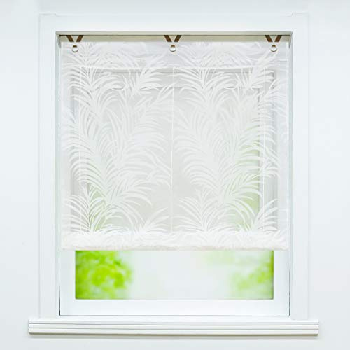 Joyswahl Voile Ösenrollo Transparenter Raffrollo mit Feder Ausbrennerqualität »Alisha« Schals Fenster Gardine mit Hakenaufhängung, Raffrollo ohne Bohren BxH 60x130cm 1 Stück