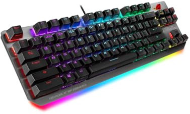 ASUS ROG Strix Scope TKL - Clavier mécanique AZERTY filaire pour le jeu avec commutateurs Cherry MX, structure en aluminium et Aura Sync RGB
