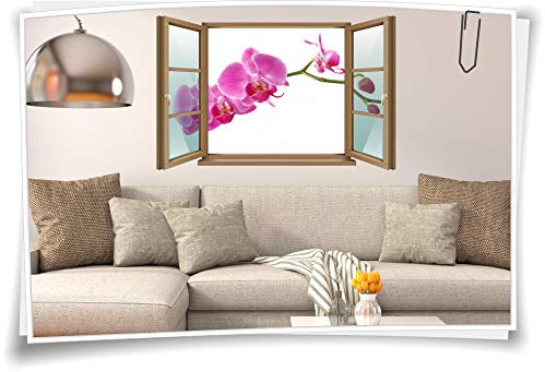 Medianlux Wand-Tattoo Wand-Bild Fenster Orchidee Blume Lila Violett Pflanze Aufkleber Folie Deko Wohnzimmer Küche Folie Digitaldruck, 90x58cm wb22wb303-124253