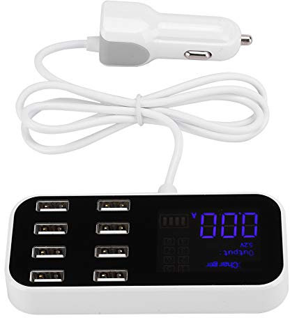 Autoladegerät A9S 8-Port Hub Tragbares Auto 3-Modus-Ladegerät Netzteil mit LED-Anzeige für Telefon und andere USB-Geräte