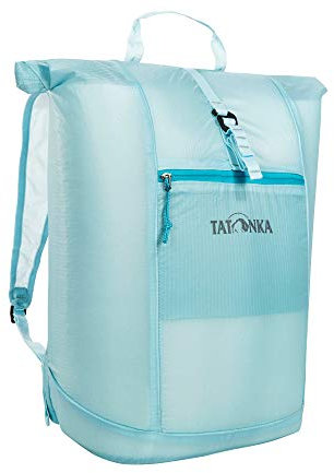 Tatonka Faltrucksack SQZY Rolltop 25l - Ultraleichter, faltbarer Rucksack mit Rollverschluss, extra Packbeutel und 25 Liter Volumen - Klein verpackbar - Damen und Herren - hellblau