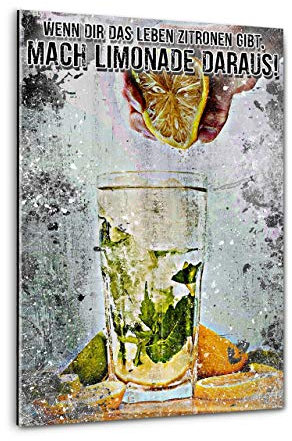 Hustling Sharks® Motivationsbilder als XXL Wandbild Limonade des Lebens - Hochformat (Acrylglasbild, 40 x 60 cm), Bilder Büro, Erfolg Bild, Bilder mit Sprüchen, Wanddeko Büro