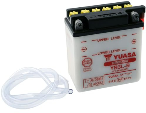 Yuasa YB3L-B Dry Motorradbatterie, trocken, 12 V, 3 Ah, Maße: 99 x 57 x 111 mm, kompatibel für Kawasaki KH125 K7, K10 125 | Blei-Säure-Trockenbatterie ohne Säurepack; Vergleichstypen 50313, GM3-3B, FB3L-B, EB 3L-B; kompatibel mit Kawasaki K10 125