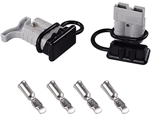 120 Amp 2 Pz connettore per batteria 120A a connessione rapida e disconnessione + 1 pezzo 120A amp maniglia connettore di alimentazione per batteria + 2 pezzi coperchio antipolvere (Grigio, 2 AWG)