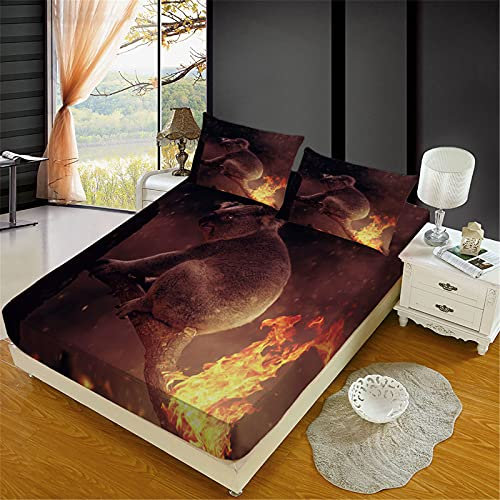 Oduo Spannbetttücher für Boxspringbetten, Koala Drucken Spannbettlaken aus Mikrofaser - Spannbetttuch für Einzelbett Doppelbett - Spannbetttuch Steghöhe bis 27cm (Sterne Mond,120x200cm)