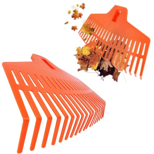 BAUSTER® Fächerbesen Kunststoff aus Polypropylen Gartenrechen Rasenrechen Harke, Robuster Rechen, Laubrechen Laubbesen, Laubrechen aus Kunststoff ohne Stiel
