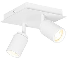 Qazqa Badezimmer Verstellbarer Deckenstrahler, Deckenspot - Ducha - Weiß, max. 35W, Geeignet für LED, 17cm, Quadratisch, 2-flammig, IP44, Ideal als Wohnzimmerlampe, Küche lampe und