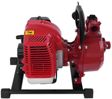 Bomba de agua de gasolina, 2 tiempos, 43 cc, portátil, bomba de jardín, monocilindro, alta presión, riego de jardín, bomba de motor, bomba de suministro de agua, bomba de riego (cuerpo rojo de la