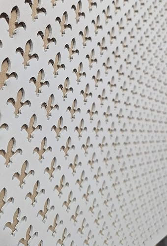 LaserKris Dekoratives Abschirmgitter für Heizkörperschränke, perforiert, 3 mm dicke MDF-Platte (verschiedene Größen), FDL-Muster (1200 x 300 mm, grundiert)
