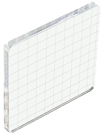 PATIKIL 10 cm x 10 cm akrylstämpelblock, klar stämpelblock med rutnätslinjer dekorativa monteringsblock fyrkant för scrapbooking gör-det-själv hantverk korttillverkning