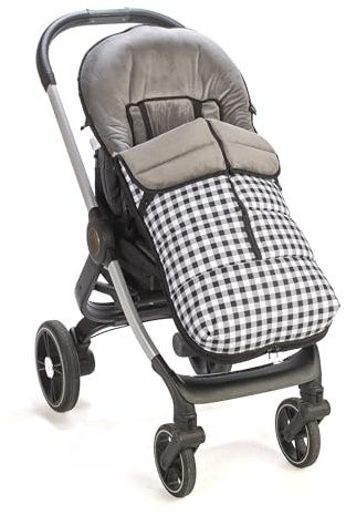 variouss Saco polar de Silla de Paseo Universal, Saco carrito de Bebé invierno, Desmontable impermeable y transpirable (Vichy Negro)