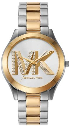 Michael Kors Slim Runway Watch für Damen, 42mm Quarz-Dreizeigerwerk mit Edelstahlarmband