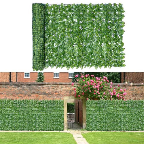 HUIMO Künstliche Efeu Hecke Sichtschutz, 1 x 3m Sichtschutz Zaun mit Efeu Künstlich Blättern Balkon Sichtschutz Wetterfest für Gartenhecken Balkon Auße
