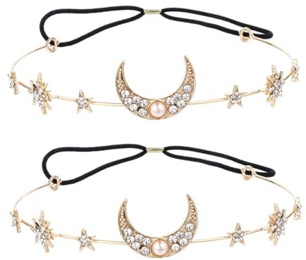 Ipetboom 2stücke Sternen Haarband Damen Hochzeit Kopf Schmuck Stirnband Strass Haarschmuck Haar Accessoires Party Fotografie Cosplay Anlass