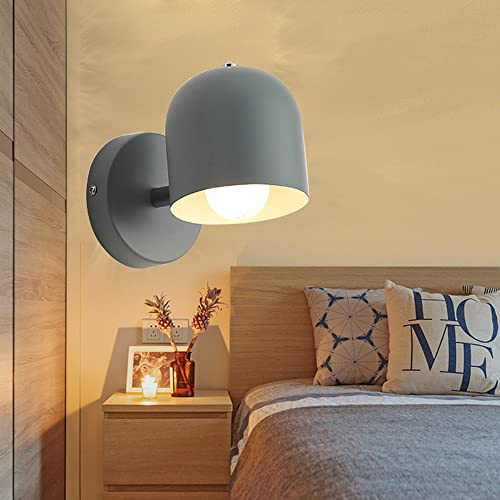 Mengjay Wandlampe Kinder Nachttischlampe Schlafzimmer Kinderzimmer Wandleuchte Innen Wandleuchten Eisen Holz Wandlampen Verstellbar Küche Wandbeleuchtung E27 Deko Decke Leuchte Flur Lampe (Grau)
