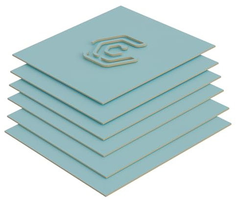 Creatorally Tablero MDF 3mm, Tabla de Madera Bricolaje Corte Laser 30x30 cm, Plancha de Fibra 6 Piezas para Manualidades Grabar Maqueta Color Maderas (Azul)