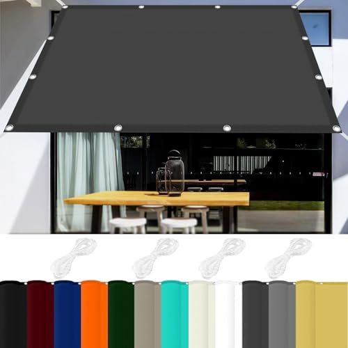 Sonnensegel Wasserdicht Sonnenschutz 1.8 x 9 m 98% UV Schutz Garten Outdoor Sonnensegel mit Ösen Und Kordel,PES Polyester für Balkon Terrasse Garten Camping, Dunkelgrau
